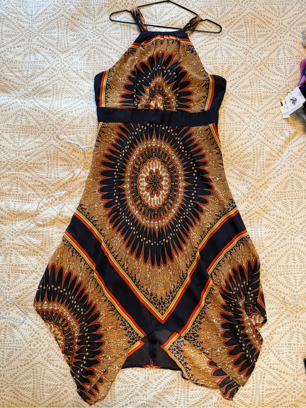 Sandra Darren Scarf Print Halter Handkerchief Maxi Dress Size 12 - Picture 9 of 16